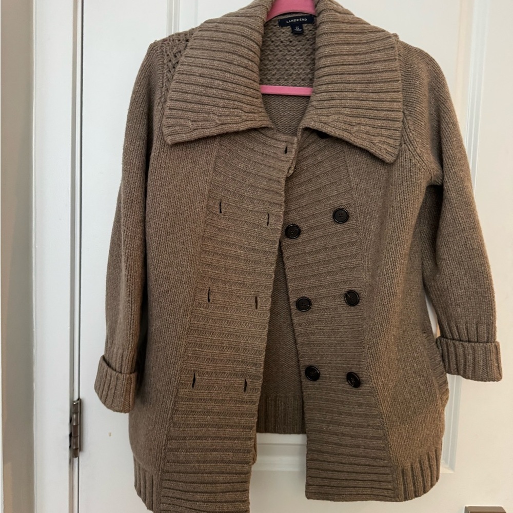 Lands’ End Women's Brown Merino Wool Sweater